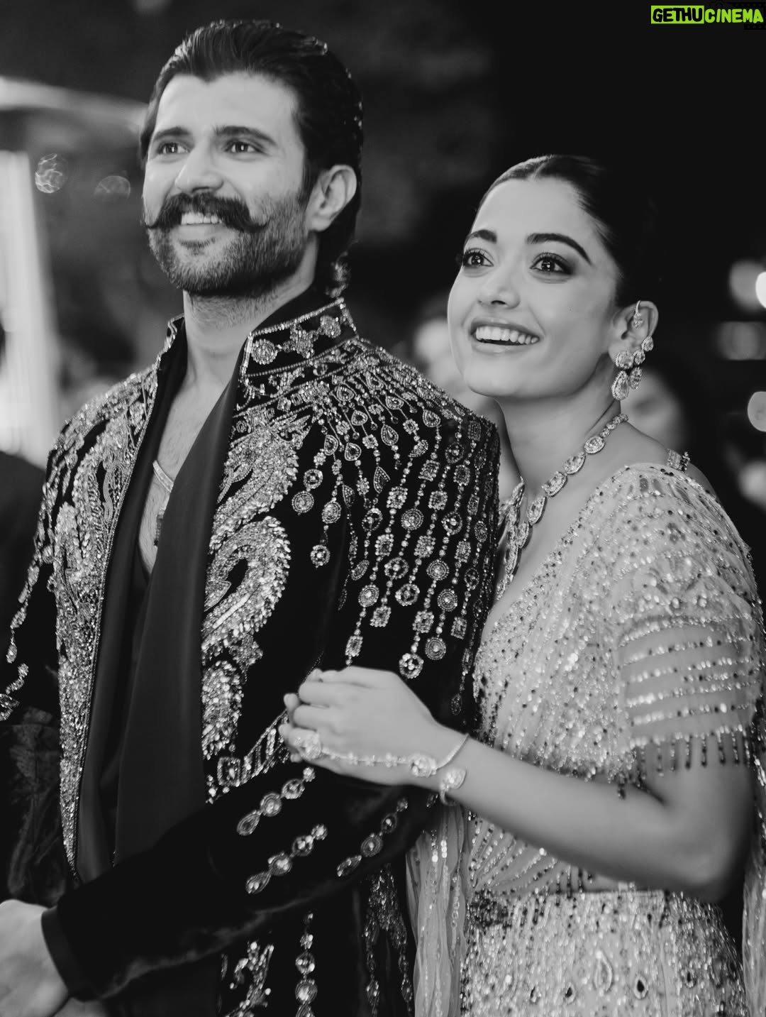 Rashmika Mandanna - 6.7 Million Likes - The night filled with love, tears of joy, laughter, music, singing, glitters and us dancing through the night. ❤️

It was really the most fun night ever!! 

From Vijju and I wanting to surprise each other.. 
to 
family wanting to surprise us.. 
to 
being fully excited and surprised to see our families dance so freely and so so well! ❤️

@falgunishanepeacockindia!! Guys!!!!! The stunning piecesss!! Guys!! Amazing!! It was super heavy but I was still in it all night!!💃🏻💃🏻

24.2.26! 
The night Vijay and I danced as one, surrounded by the love of our families and friends! 🥰❤️