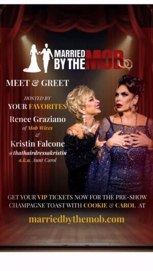 Renee Graziano Instagram - Swansea, Massachusetts… are you ready?
Married By The Mob @marriedbythemob is taking over on April 18 at 8PM 💍
From the master creator and producer of Mob Wives, @jenngraziano , comes an immersive mob wedding experience by @justjennproductions
Starring @reneegraziano as Cookie Casanova a long list of familiar faces, suprise guest amazing actors — and yes, Aunt Carol will be there causing chaos 😏
Come dressed like a mob wife, dance with us, and watch the drama unfold…
(punches might be thrown 👀 maybe even the FBI shows up… who knows)
🎟 Tickets VIP meet & greet (champagne toast 🥂) available now:
www.marriedbythemob.com
This is one wedding you don’t want to miss
#massachussets #theater #marriedbythemob #fyp