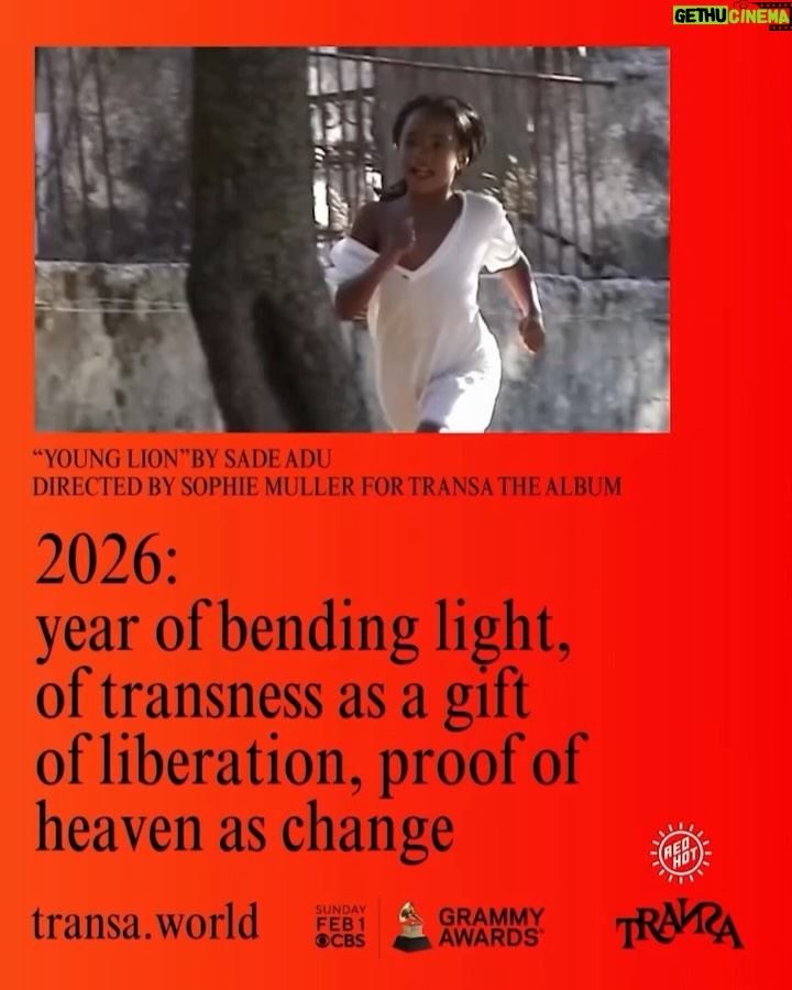 Sade - 20.4K Likes - We claim 2026 as the Year of the Lion. 

Sade’s “Young Lion” from TRANSA the album, a 46-track spiritual journey celebrating trans people by @redhotorg , is up for a GRAMMY this Sunday. Watch for the Best Music Video category during the awards ceremony.

transa.world

this project was made possible with support from @popcollab