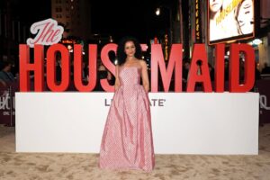 Sarah Cooper Instagram - Even better the second time. Can’t thank @paulfeig @allisonjonescasting and everyone at @lionsgate enough for letting me be a small part of the biggest thriller. @housemaidmovie is in theaters this Friday

Hair @richardnormangrant 
Makeup @danadelaney 
Dress @delphinenyc
