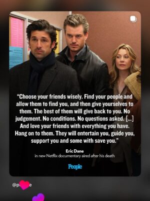 Sarah Drew Instagram - So many wise words from such a wonderful soul who is gone too soon. Eric was an incredible presence as an actor and as a human. I’m grateful I got to share the screen with him for a little while. Rest in peace ❤️