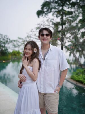 Shanice Margaretha Lie Instagram - The Easiest Yes Ever ˖⁺‧₊˚♡˚₊‧⁺˖

-

It was just an ordinary day, or so I thought, at the pool and favorite place, the beach. The waves were singing their usual song, the sun spilling gold over the water, and the wind carrying that salty scent I love so much. I was barefoot, laughing at something silly he said, when suddenly he stopped walking. He looked at me with that soft, almost nervous smile and before I could ask what was wrong, he was already down on one knee. 
My heart didn’t race in confusion. It didn’t hesitate. It just… knew.
He held out the ring, his voice steady but eyes glassy with emotion, and asked me to marry him.
And I swear, it was the easiest, most natural “Yes” I have ever said in my life ⋆｡‧˚ʚ♡ɞ˚‧｡⋆
