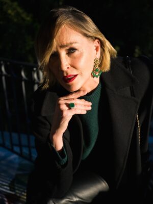 Sharon Stone Instagram - stepping out a few nights ago for Lunar new year. Wasn’t sure about the green but I think it captured my mood perfectly 💚 

Photos / 📸 @itstylerchick 

styling by @p3iwenwang 
Mgmt: @sweatnshadow @marvincortes1 @roan_j_stone 
makeup: @lynnlmakeup 
PA: @gavincroghan_

outfit was full @vince accessorized with a few pieces :)