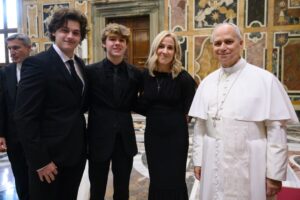 Sheryl Crow Instagram - My boys and I had the honor of meeting Pope Leo while I was performing at the Vatican Christmas Concert in December.
We continue to be inspired by his commitment to lifting up the poor and the immigrant as Jesus taught. We thanked him and his response was, “we must all work together.” So true. 💙✝️