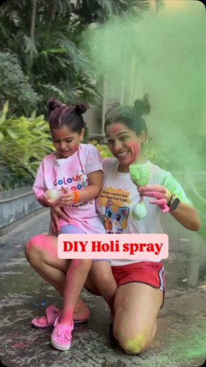 Shikha Singh Instagram - Happy Holi ! May this festival of colour bring in peace and happiness and smiles in your life and the world. 

Praying for peace around us and learning at every step as we grow old together. Our DIY balloon spray burst was super fun & @alaynasinghshah absolutely loved it ! 

#holi #festival #indian #colours #family