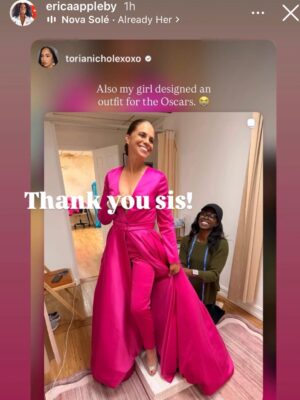 Soledad O'Brien Instagram - What an honor to wear a beautiful gown designed by @ericaappleby at @etaluxeatelier! She worked under an insane deadline and absolute delivered. Dress dropped off at 430 am. Drove to the airport to head to LA at 630 am!  Crazy. But gorgeous!!! We didn’t take home the Oscar but the fit was definitely winning!