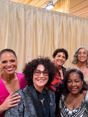 Soledad O'Brien Instagram - What an honor to wear a beautiful gown designed by @ericaappleby at @etaluxeatelier! She worked under an insane deadline and absolute delivered. Dress dropped off at 430 am. Drove to the airport to head to LA at 630 am!  Crazy. But gorgeous!!! We didn’t take home the Oscar but the fit was definitely winning!