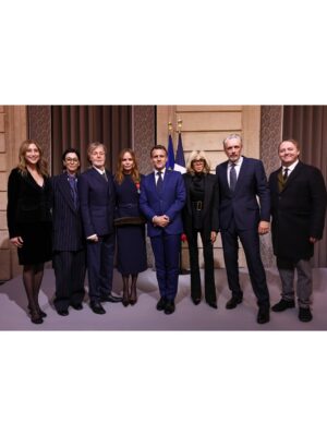 Stella McCartney Instagram - I am so deeply honoured to receive the Légion d’honneur – and being awarded by President Emmanuel Macron makes this even more profoundly meaningful. France is a country that has shaped so much of my life and career…this city has always welcomed and supported me, but also challenged and inspired me.
 
This recognition is not just for me, but for my family, my team, the innovators and the partners who have worked tirelessly and passionately to prove that fashion can be both desirable and responsible. It’s also recognition that luxury fashion houses can think about fashion in a conscious, passionate way without having to compromise on beauty – we are proof. There is still so much to do, but I am still hopeful – and still determined – that together we can reshape our industry to serve nature, all living creatures and future generations… x Stella

Credits:
Images by @MatteoPrandoni @BFA