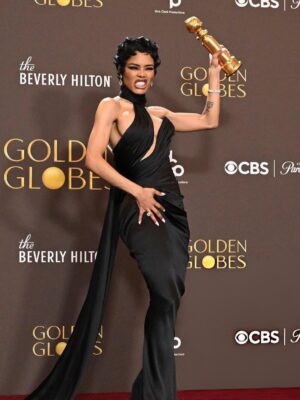 Teyana Taylor Instagram - And I’ll say it again.. Our softness is not a liability. Our depth is not too much. And our light does not need permission to shine. We belong in every room we walk into. Our voices matter. Our dreams deserve space. 🥹✨

If this moment represents anything, I hope it reminds us that the wait is not punishment, it is preparation for what’s already written. 🙌🏾 What we endure does not diminish us… it refines us. ✨🏆🌹

Thank you @goldenglobes for seeing me 🥹 not just in this performance, but in the journey. I’ve been at this for 20 years, so this award doesn’t only represent this role… it represents every season, every sacrifice, every yes, every no, and all the love and life I’ve poured into my work and into others along the way.

Purpose doesn’t rush. It arrives right on time.

Thank you @schiaparelli / @danielroseberry for making me feel and look like my own statue. 🏆

Thank you @tiffanyandco for my twinkle ✨💎✨

Thank you to my glam squad @charlottetilbury @thebeautysandwich @bellamayven @nikkinelms for once again, understanding the assignment 💕

Forever grateful, in Jesus’ name. 🙏🏾✨