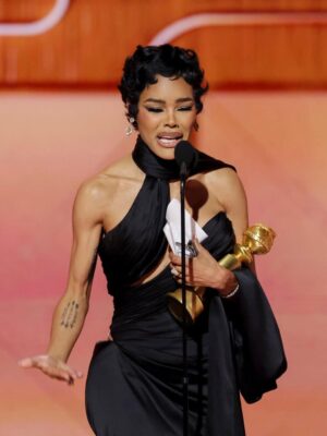 Teyana Taylor Instagram - And I’ll say it again.. Our softness is not a liability. Our depth is not too much. And our light does not need permission to shine. We belong in every room we walk into. Our voices matter. Our dreams deserve space. 🥹✨

If this moment represents anything, I hope it reminds us that the wait is not punishment, it is preparation for what’s already written. 🙌🏾 What we endure does not diminish us… it refines us. ✨🏆🌹

Thank you @goldenglobes for seeing me 🥹 not just in this performance, but in the journey. I’ve been at this for 20 years, so this award doesn’t only represent this role… it represents every season, every sacrifice, every yes, every no, and all the love and life I’ve poured into my work and into others along the way.

Purpose doesn’t rush. It arrives right on time.

Thank you @schiaparelli / @danielroseberry for making me feel and look like my own statue. 🏆

Thank you @tiffanyandco for my twinkle ✨💎✨

Thank you to my glam squad @charlottetilbury @thebeautysandwich @bellamayven @nikkinelms for once again, understanding the assignment 💕

Forever grateful, in Jesus’ name. 🙏🏾✨