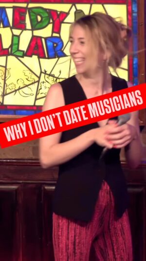 Tina Friml Instagram - A moment of silence for my dignity.
I’m sorry @redthemusicmaker,
#standup #tinafriml #disability #jokes #newyork @comedycellarusa #standupcomedy #reels #musicians