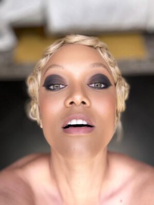 Tyra Banks Instagram - Golden TyTy 
All swirled up 💫 
Bathroom mirror magazine - ha!